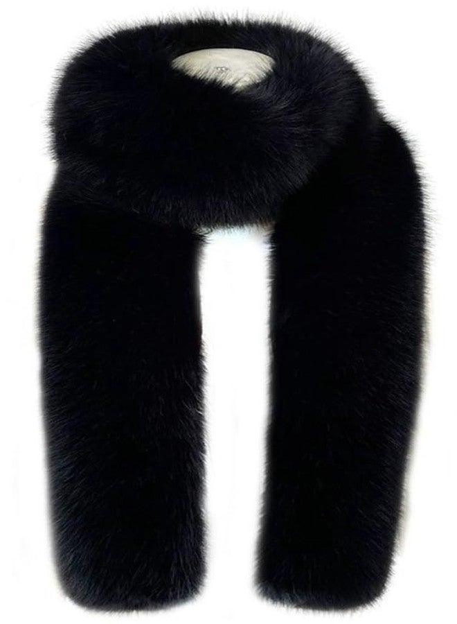 EMGILL Fluffy Faux Fox Fur Shawl Womens Wedding Halloween 1920s Party Stole Shrug Neck Warmer Collar Winter Fur Scarf Shawl - Image 3